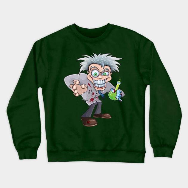 Mad Scientist Crewneck Sweatshirt by fizzgig